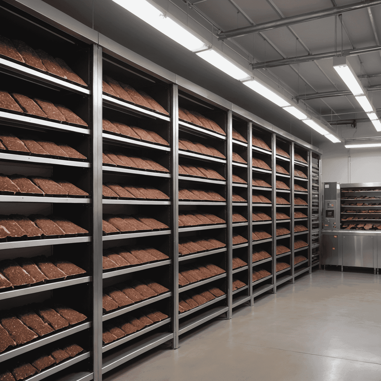 Modern biltong production facility with controlled temperature, humidity, and air circulation